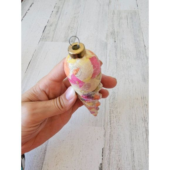 Watercolor orange pink icicle glass ornament - Picture 2 of 7